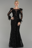 Long Black Laced Mermaid Prom Dress ABU1471