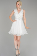 White Short Invitation Dress ABK862