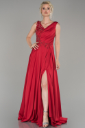 Red Long Satin Engagement Dress ABU1472