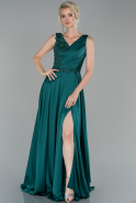 Emerald Green Long Satin Engagement Dress ABU1472