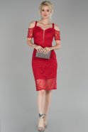 Red Short Laced Night Dress ABK864
