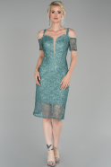 Turquoise Short Laced Night Dress ABK864