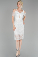 Short White Laced Invitation Dress ABK976
