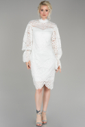White Short Laced Invitation Dress ABK863