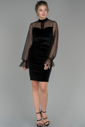 Short Black Velvet Dress ABK876