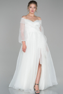 White Long Engagement Dress ABU1468