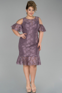 Short Lavender Laced Oversized Evening Dress ABK891