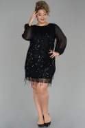 Short Black Oversized Evening Dress ABK889