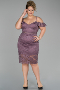 Short Lavender Laced Plus Size Evening Dress ABK890