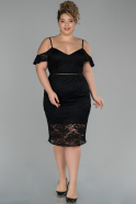Short Black Laced Plus Size Evening Dress ABK890