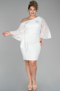 Short White Oversized Evening Dress ABK883