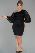 Short Black Oversized Evening Dress ABK883