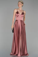 Long Rose Colored Satin Evening Dress ABU1458