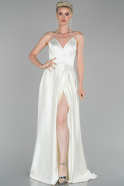 Long White Satin Evening Dress ABU1458