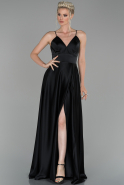Long Black Satin Evening Dress ABU1458