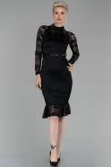 Short Black Laced Invitation Dress ABK893