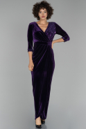 Long Purple Velvet Evening Dress ABU1521