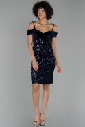 Short Navy Blue Velvet Evening Dress ABK900