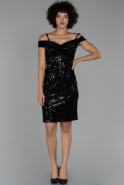 Short Black Velvet Evening Dress ABK900