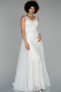 White Long Mermaid Prom Dress ABU1384