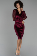 Short Burgundy Velvet Dress ABK902