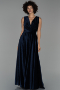 Long Navy Blue Velvet Evening Dress ABU1513