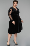 Short Black Oversized Evening Dress ABK918