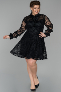 Short Black Plus Size Evening Dress ABK917