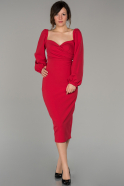 Midi Red Invitation Dress ABK916