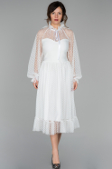 Midi White Laced Evening Dress ABK921