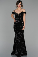 Long Black Mermaid Velvet Evening Dress ABU1537