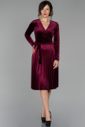Short Burgundy Velvet Dress ABK922