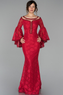 Long Red Laced Evening Dress ABU1543