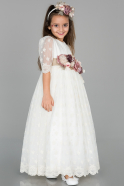 Long Cream Girl Dress ABU1237