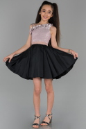 Short Powder Color Satin Girl Dress ABK465
