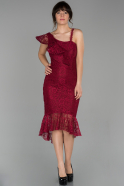 Short Burgundy Laced Invitation Dress ABK926