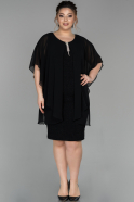 Short Black Chiffon Plus Size Evening Dress ABK1341
