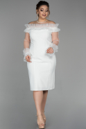 Short White Oversized Evening Dress ABK925