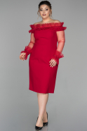 Short Red Oversized Evening Dress ABK925