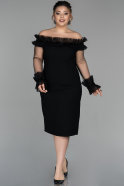 Short Black Oversized Evening Dress ABK925