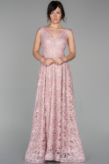 Long Powder Color Laced Evening Dress ABU1568