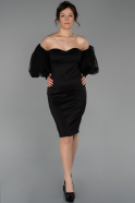 Short Black Oversized Evening Dress ABK932