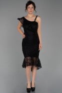 Short Black Laced Invitation Dress ABK926