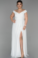 Long White Plus Size Evening Dress ABU1560