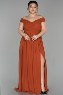 Long Light Brown Plus Size Evening Dress ABU1560