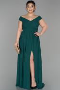 Long Emerald Green Plus Size Evening Dress ABU1560