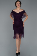 Short Purple Laced Invitation Dress ABK936