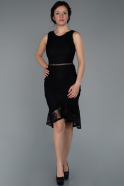 Short Black Laced Invitation Dress ABK940