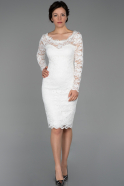 Short White Laced Invitation Dress ABK1082