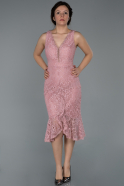 Short Powder Color Laced Invitation Dress ABK938